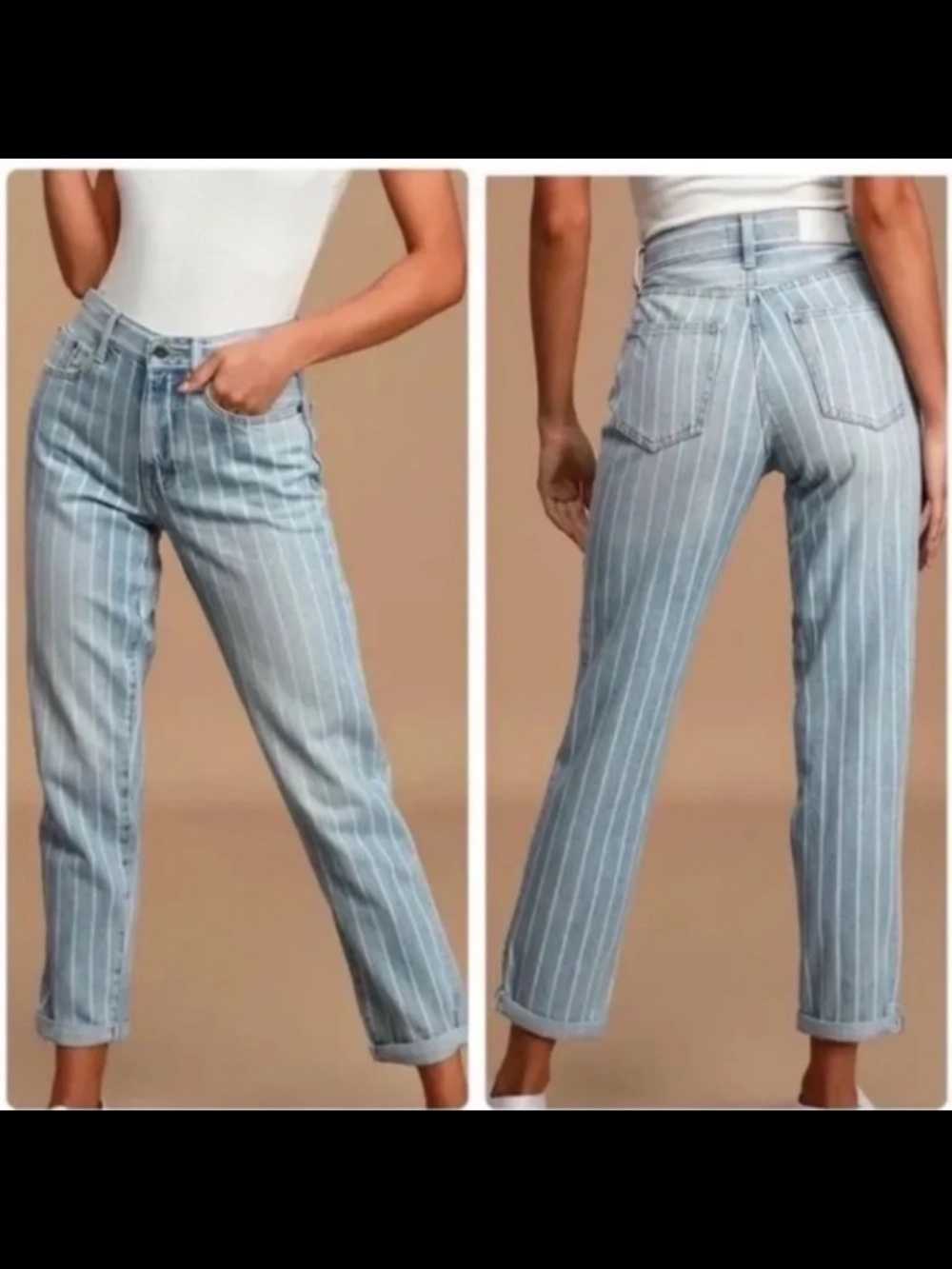 Pistola Presley Pinstripe High Rise Vintage '90s Jeans In Members Only Size 27